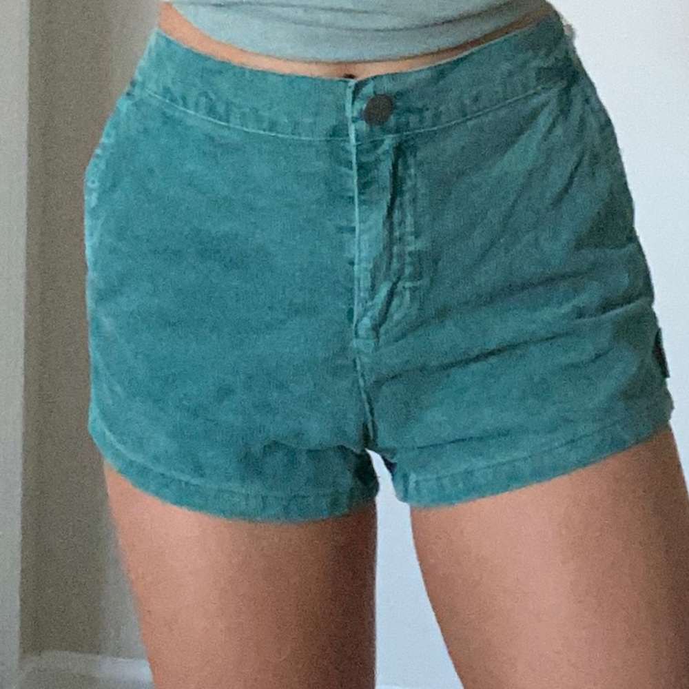 Green corduroy shorts